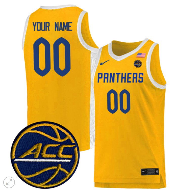 Personalized Custom Pitt Panthers Jersey College Basketball Stiched Game Gold
