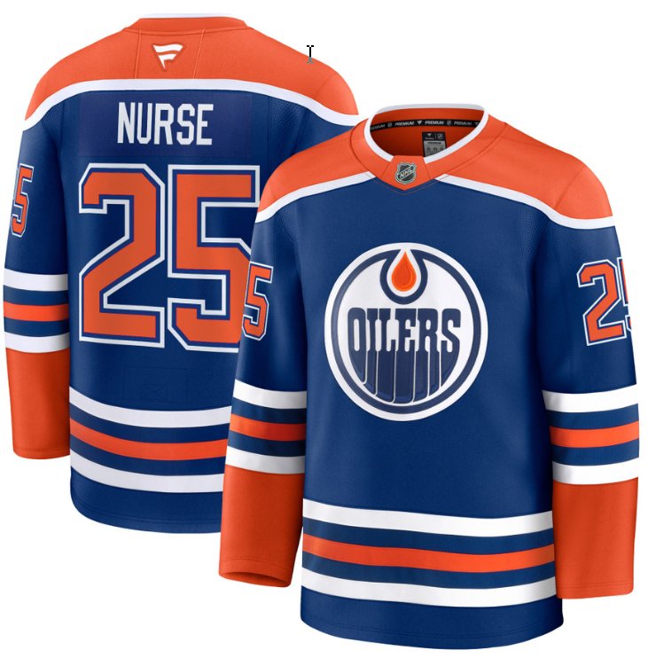 Personalized Men’s Darnell Nurse Jersey #25 Edmonton Oilers 2025 Premium Home All Stitched