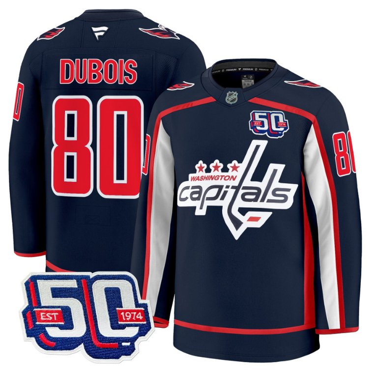 Personalized Men Pierre Dubois Jersey #80 Washington Capitals 50th Anniversary Stitched Navy