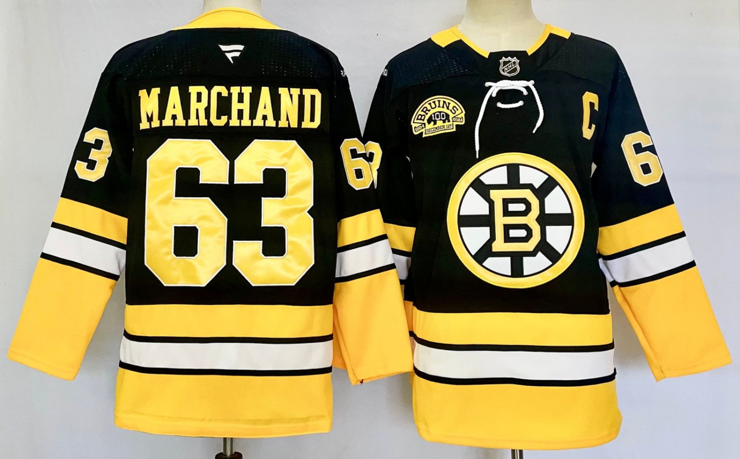 Personalized Men’s Brad Marchand Jersey #63 Boston Bruins 100th Anniversary Black Stitched
