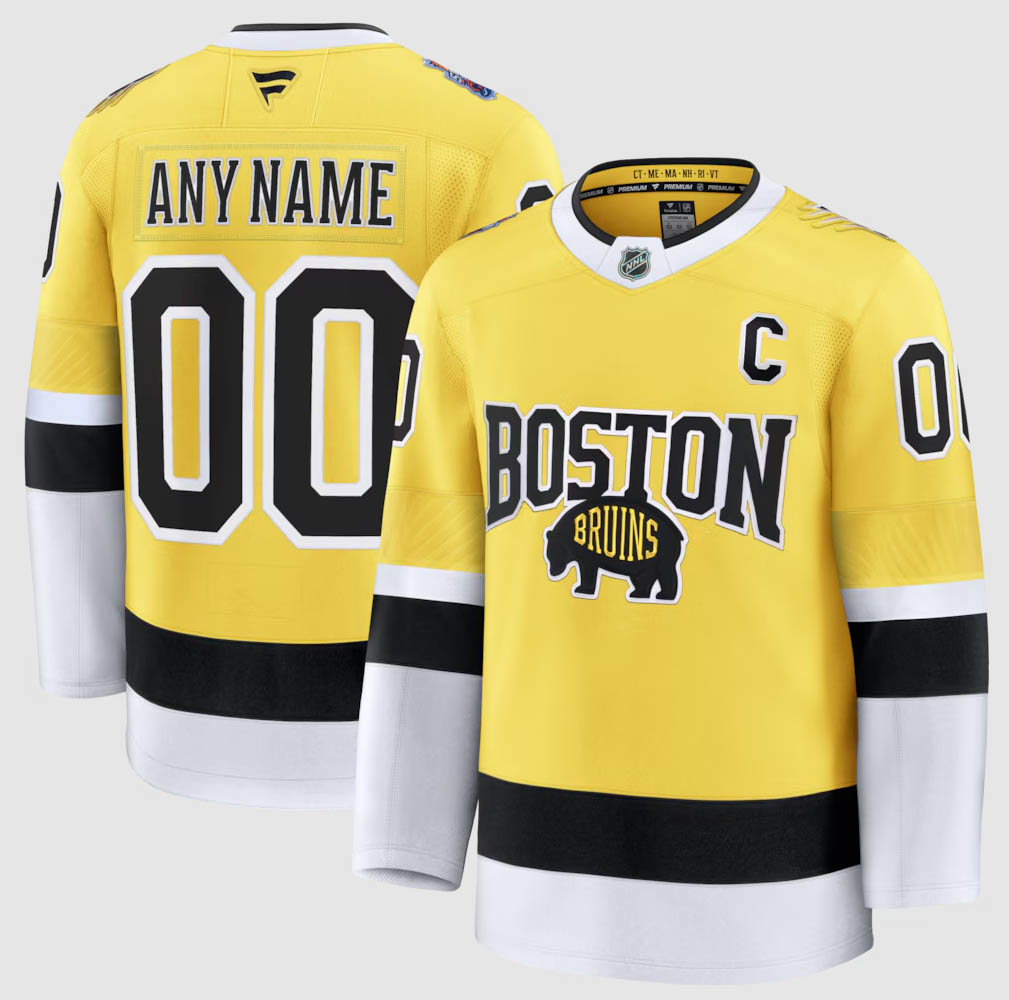 Personalized Custom Boston Bruins 2026 NHL Stadium Series Jersey With C Patch – Gold