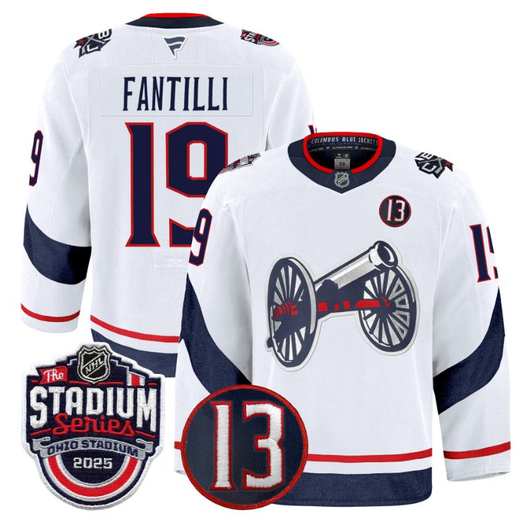 Personalized Adam Fantilli Jersey #19 Columbus Blue Jackets 2025 Stadium Series White