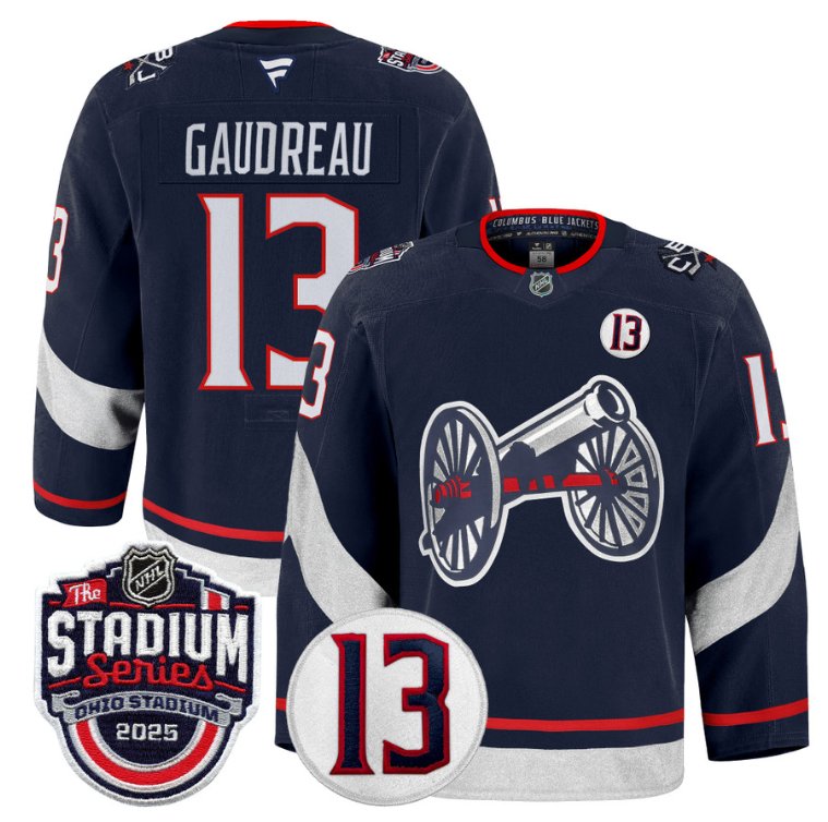 Personalized Johnny Gaudreau Jersey #13 Columbus Blue Jackets 2025 Stadium Series Navy