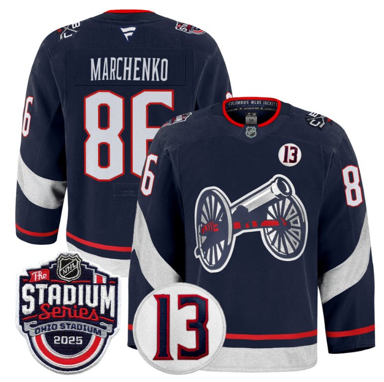 Personalized Kirill Marchenko Jersey #86 Columbus Blue Jackets 2025 Stadium Series Navy