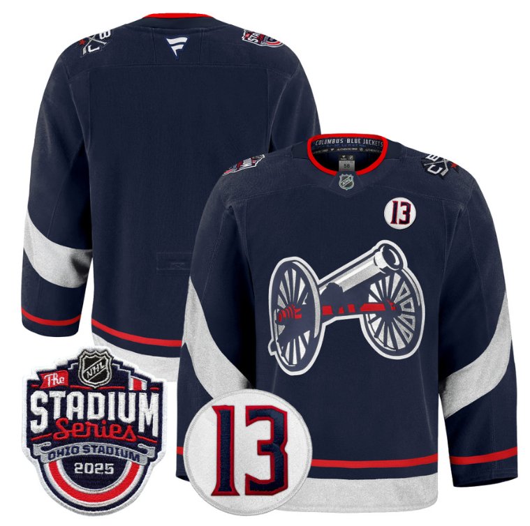 Personalized Team Jersey Columbus Blue Jackets 2025 Stadium Series #13 Johnny Patch Navy