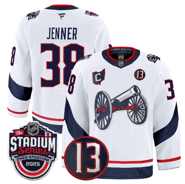 Personalized Boone Jenner Jersey #38 Columbus Blue Jackets 2025 Stadium Series White