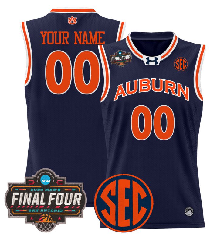 Personalized Custom Auburn Tigers Jersey 2025 Final Four Patch Basketball Stitched Navy
