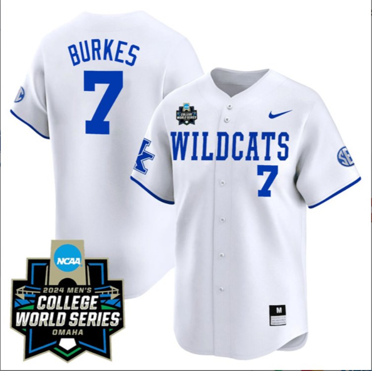 Personalized Devin Burkes Kentucky Wildcats Baseball World Series Jersey Alternate White