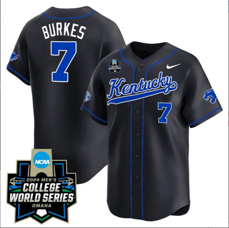 Personalized Devin Burkes Kentucky Wildcats College Baseball World Series Jersey Black