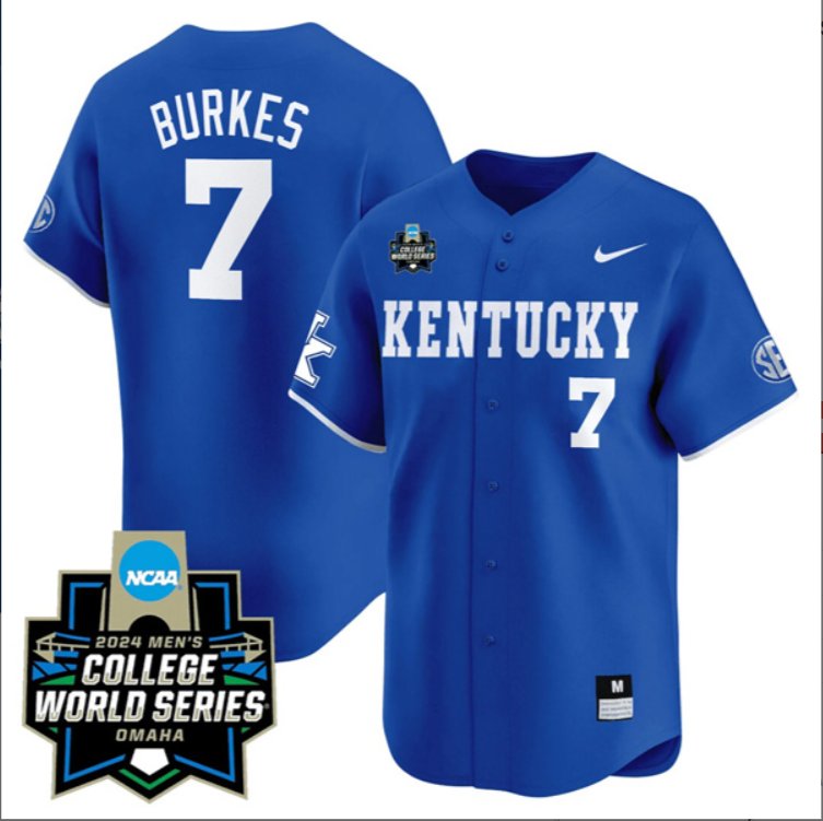 Personalized Devin Burkes Kentucky Wildcats College Baseball World Series Jersey Blue