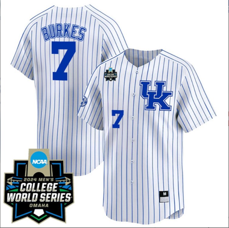 Personalized Devin Burkes Kentucky Wildcats College Baseball World Series Jersey Pinstripe