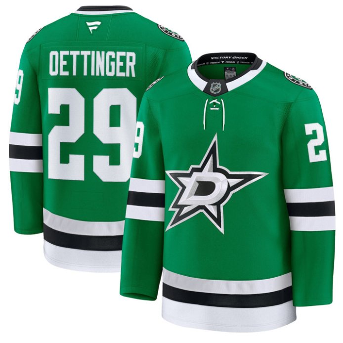 Personalized Jake Oettinger Jersey #29 Dallas Stars Premium All Stitched Kelly Green