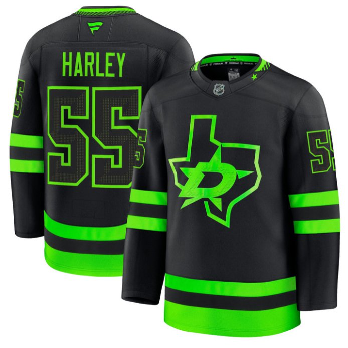Personalized Thomas Harley Jersey #55 Dallas Stars Premium All Stitched Black