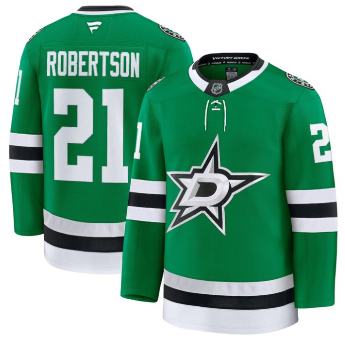 Personalized Jason Robertson Jersey #21 Dallas Stars Premium All Stitched Kelly Green