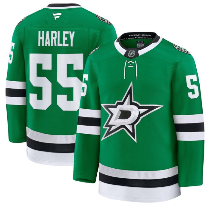 Personalized Thomas Harley Jersey #55 Dallas Stars Premium All Stitched Kelly Green