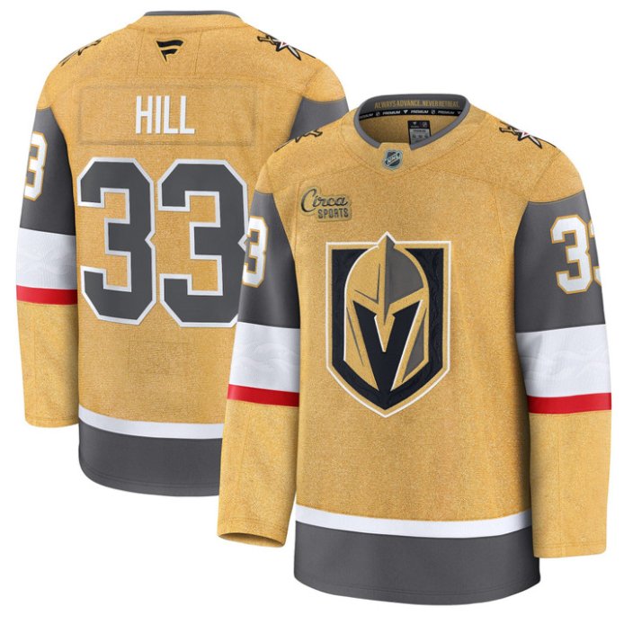 Personalized Adin Hill Jersey #33 Vegas Golden Knights Premium Stitched Gold