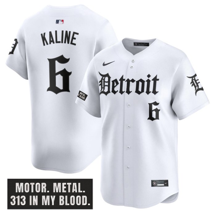 Personalized Al Kaline Jersey #6 Detroit Tigers Motor Gothic Edition Limited Stitched White