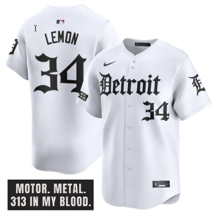 Personalized Chet Lemon Jersey #34 Detroit Tigers Motor Gothic Edition Limited Stitched White