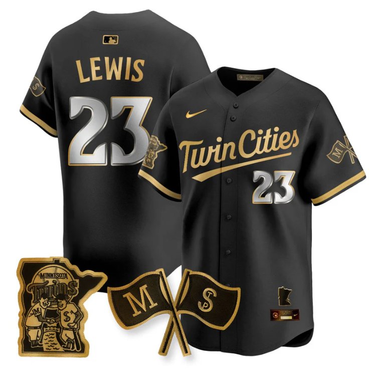 Personalized Royce Lewis Jersey #23 Minnesota Twins Alternate Limited Stitched Black Gold