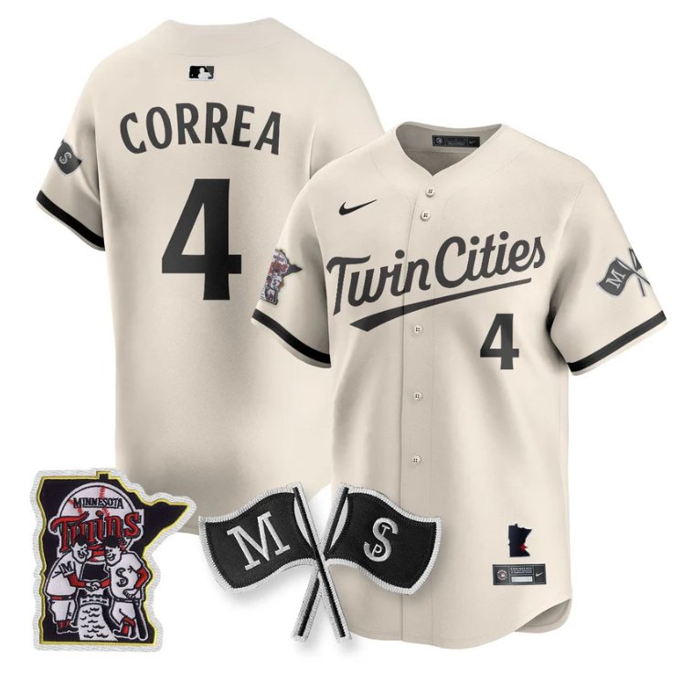 Personalized Carlos Correa Jersey #4 Minnesota Twins Alternate Limited Stitched Cream