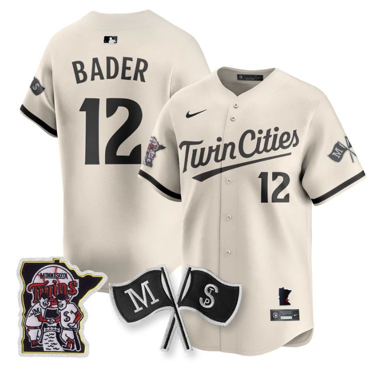 Personalized Harrison Bader Jersey #12 Minnesota Twins Alternate Limited Stitched Cream