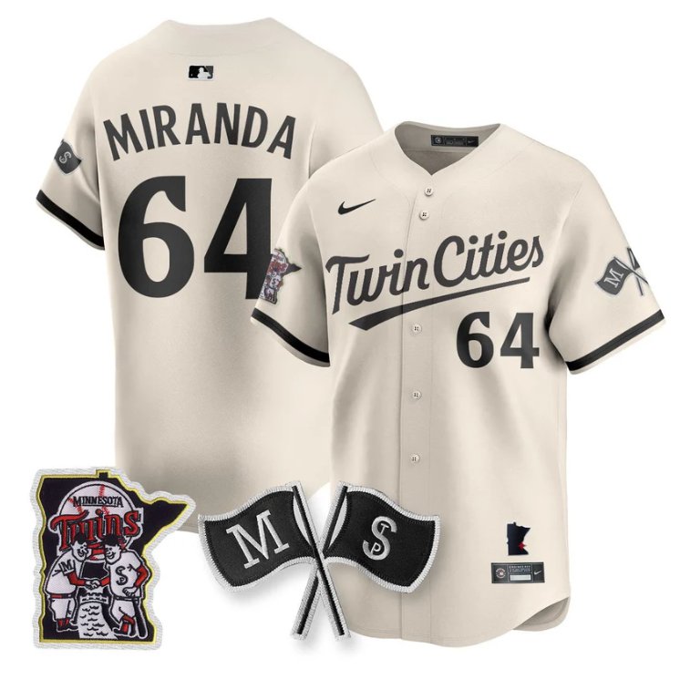 Personalized Jose Miranda Jersey #64 Minnesota Twins Alternate Limited Stitched Cream