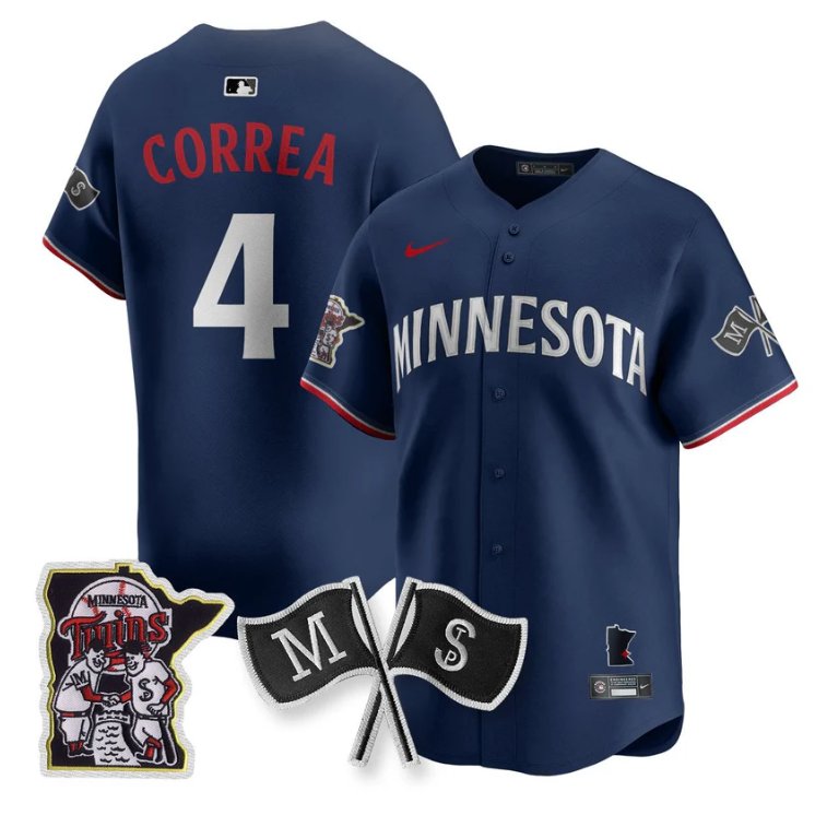 Personalized Carlos Correa Jersey #4 Minnesota Twins Alternate Limited Stitched Navy