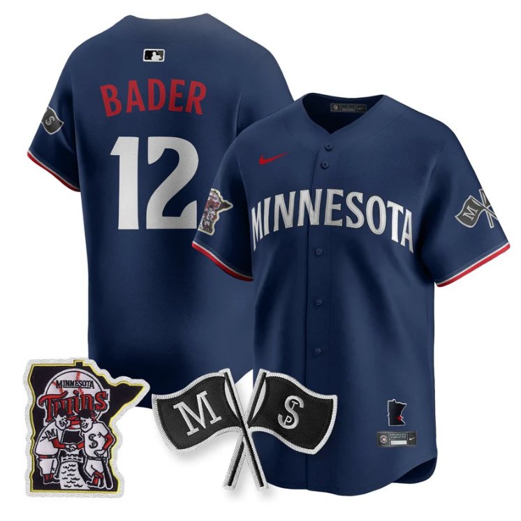 Personalized Harrison Bader Jersey #12 Minnesota Twins Alternate Limited Stitched Navy
