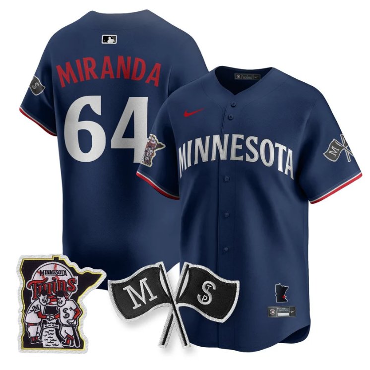 Personalized Jose Miranda Jersey #64 Minnesota Twins Alternate Limited Stitched Navy