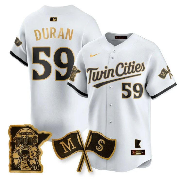 Personalized Jhoan Duran Jersey #59 Minnesota Twins Alternate Limited Stitched White Gold