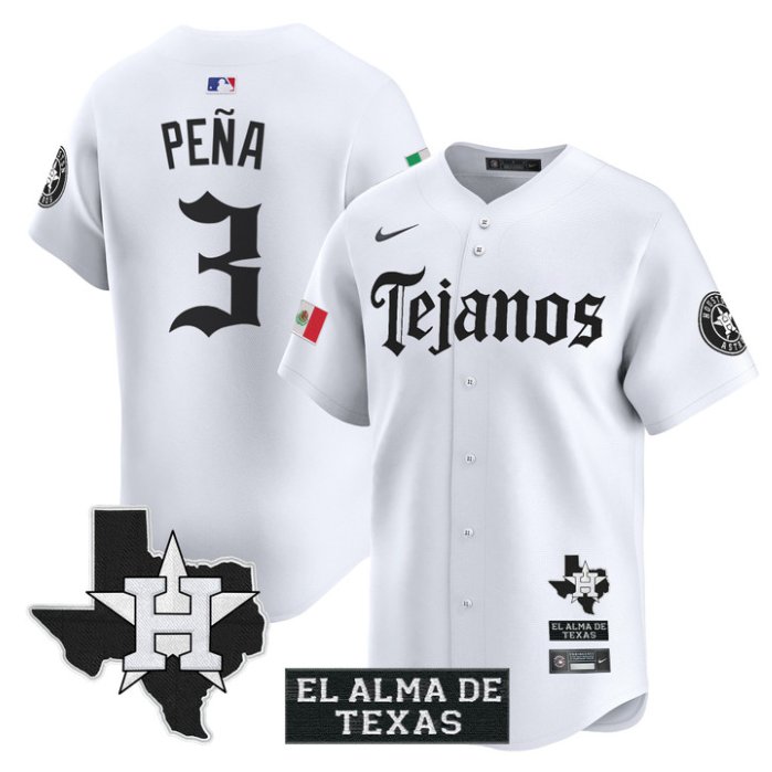 Personalized Jeremy Pena Jersey #3 Houston Astros Mexico Tejano Barrio Style Limited Stitched White