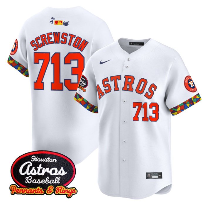 Personalized Screwston Jersey #713 Houston Astros x El Tiempo Cantina Premier Limited Stitched White