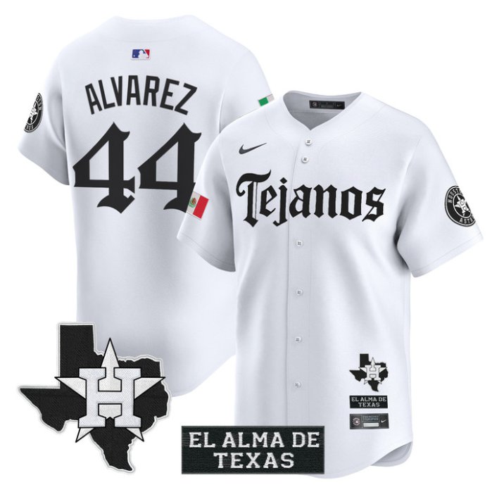 Personalized Yordan Alvarez Jersey #44 Houston Astros Mexico Tejano Barrio Style Limited Stitched White