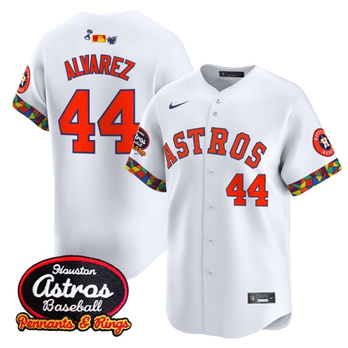 Personalized Yordan Alvarez Jersey #44 Houston Astros x El Tiempo Cantina Premier Limited Stitched White
