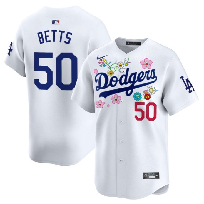 Personalized Mookie Betts Jersey #50 Los Angeles Dodgers x Takashi Murakami 2025 Limited Stitched White