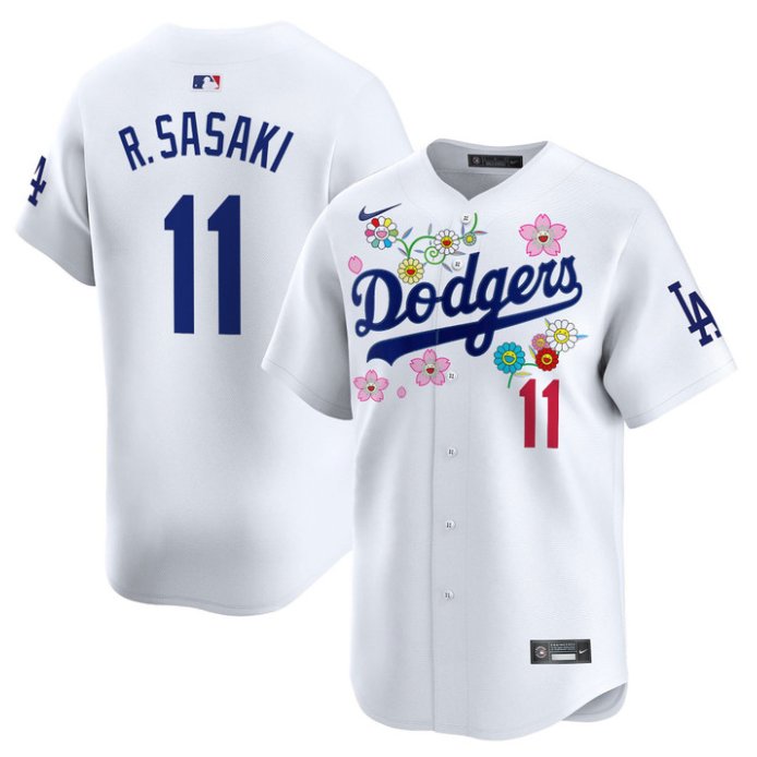 Personalized Roki Sasaki (Kanji) Jersey #11 Los Angeles Dodgers x Takashi Murakami 2025 Stitched White