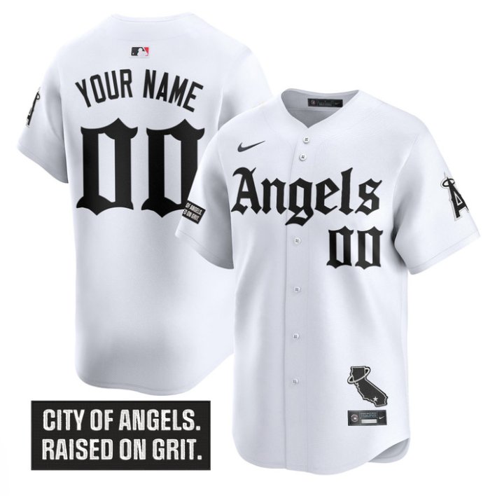 Personalized Custom Los Angeles Angels Jersey Gothic Halo Edition Stitched White
