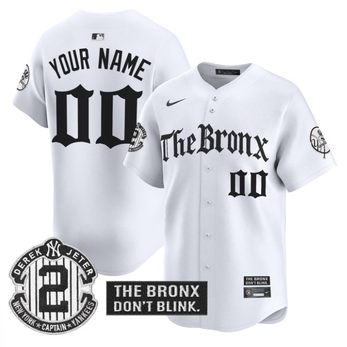 Personalized Custom New York Yankees Jersey The Bronx Gothic Ink Drop Edition Stitched White