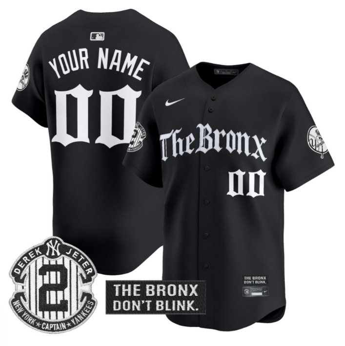 Personalized Custom New York Yankees Jersey The Bronx Gothic Ink Drop Edition Stitched Black