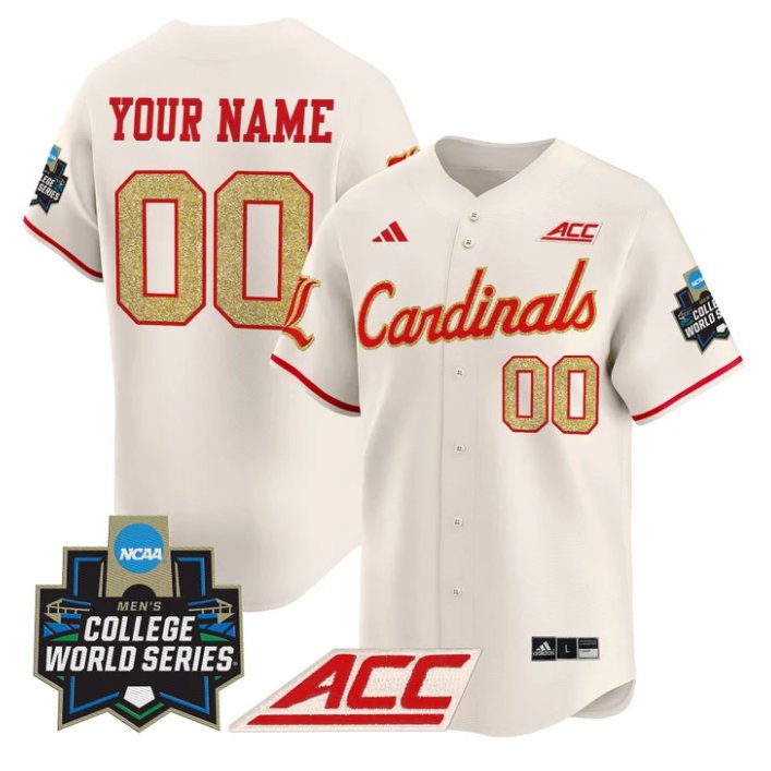 Personalized Custom Louisville Cardinals Jersey 2025 World Series Stitched Cream
