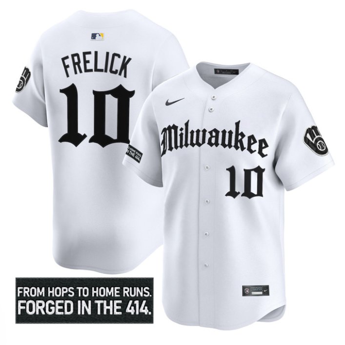 Personalized Sal Frelick Jersey #10 Milwaukee Brewers Gothic 414 Shadows Edition White