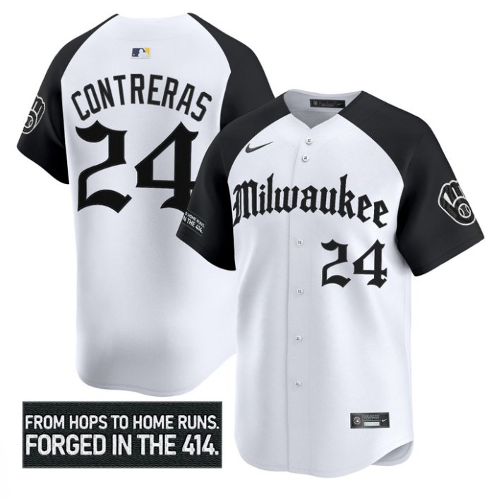 Personalized William Contreras Jersey #24 Milwaukee Brewers Gothic 414 Shadows Edition
