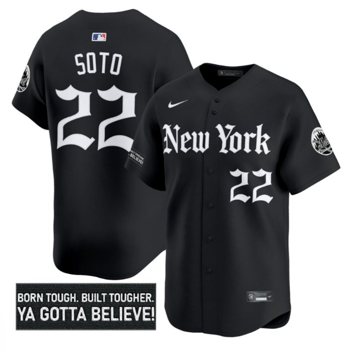 Personalized Juan Soto Jersey #22 New York Mets Gothic Borough Edition Stitched Black