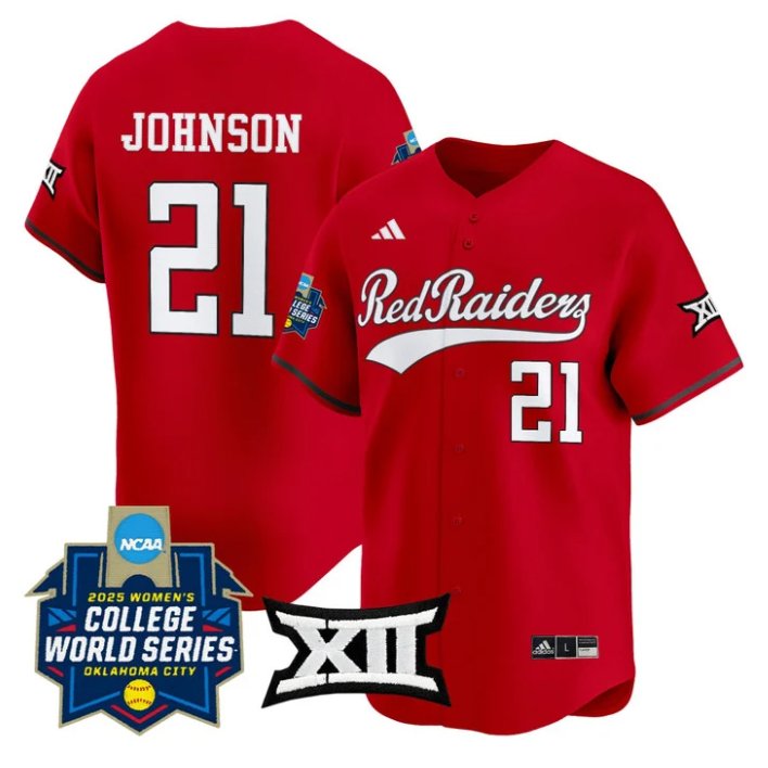 Personalized Alana Johnson Jersey #21 Texas Tech Red Raiders Softball 2025 World Series Stitched Red