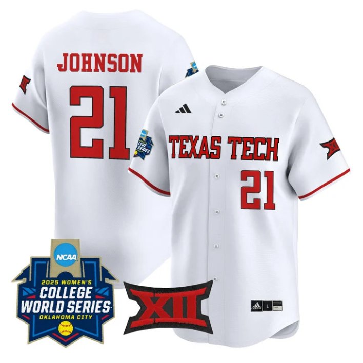 Personalized Alana Johnson Jersey #21 Texas Tech Red Raiders Softball 2025 World Series Stitched White