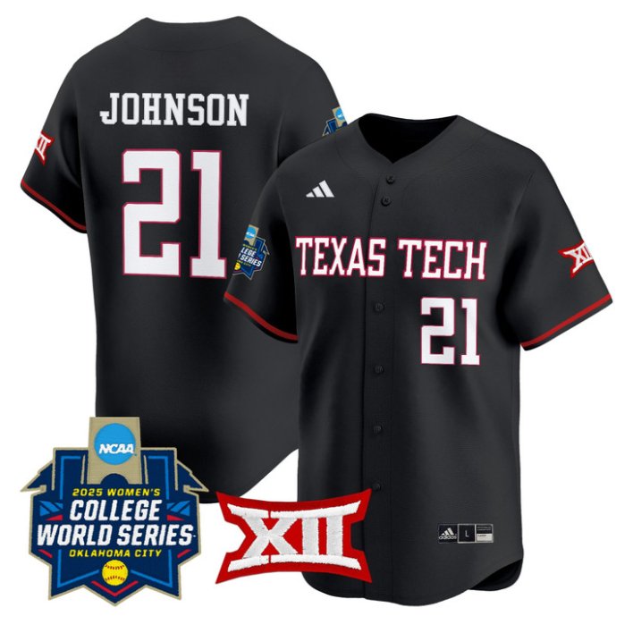 Personalized Alana Johnson Jersey #21 Texas Tech Red Raiders Softball 2025 World Series Stitched Black