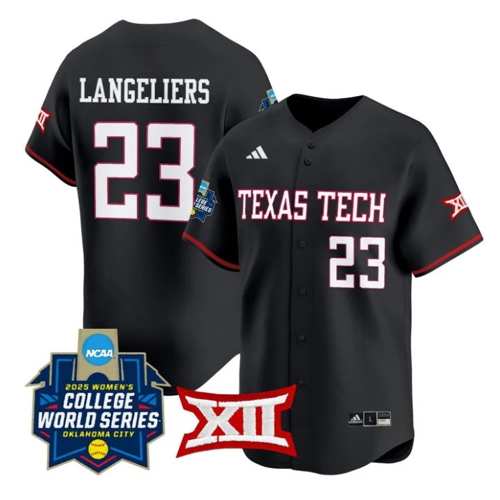 Personalized Alexa Langeliers Jersey #23 Texas Tech Red Raiders Softball 2025 World Series Stitched Black