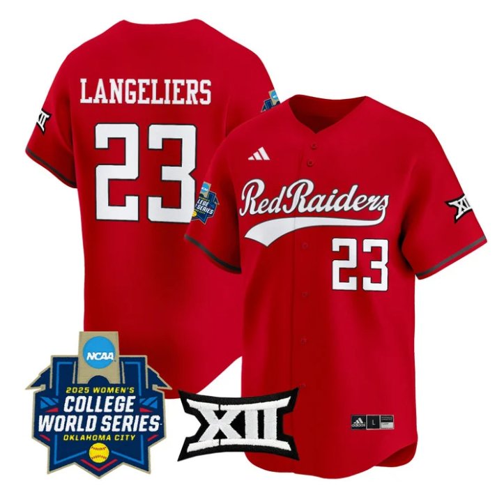 Personalized Alexa Langeliers Jersey #23 Texas Tech Red Raiders Softball 2025 World Series Stitched Red