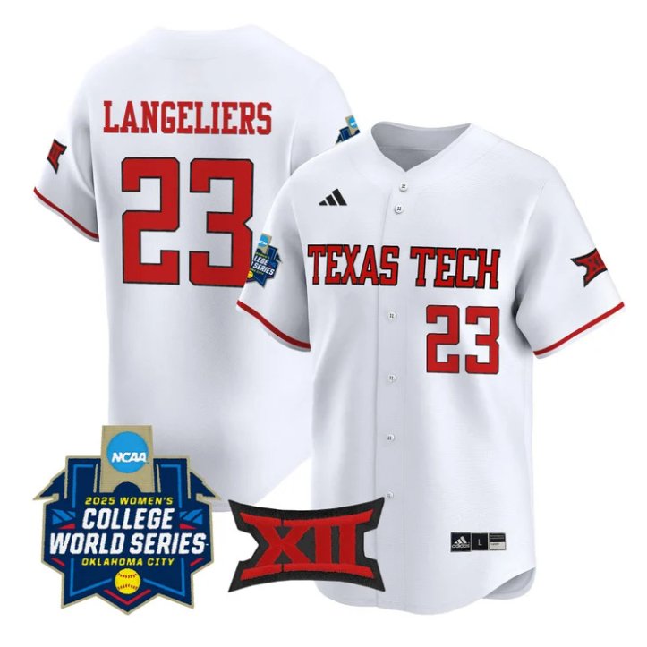Personalized Alexa Langeliers Jersey #23 Texas Tech Red Raiders Softball 2025 World Series Stitched White