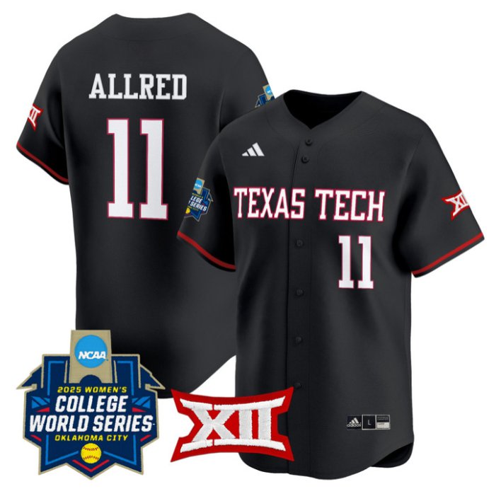 Personalized Lauren Allred Jersey #11 Texas Tech Red Raiders Softball 2025 World Series Stitched Black